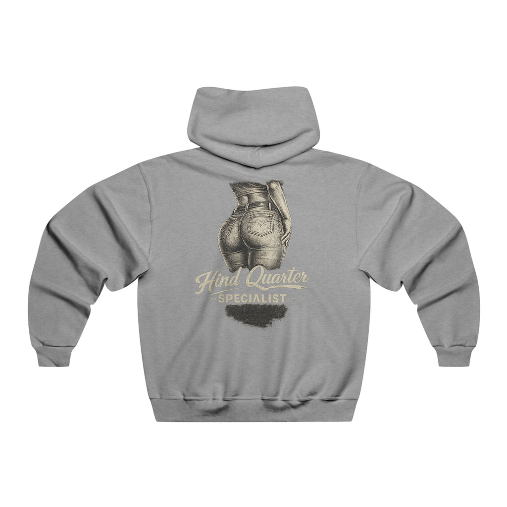Butcher Shop Hoodie — "Hind Quarter Specialist" Graphic Meat Co. Hooded Sweatshirt