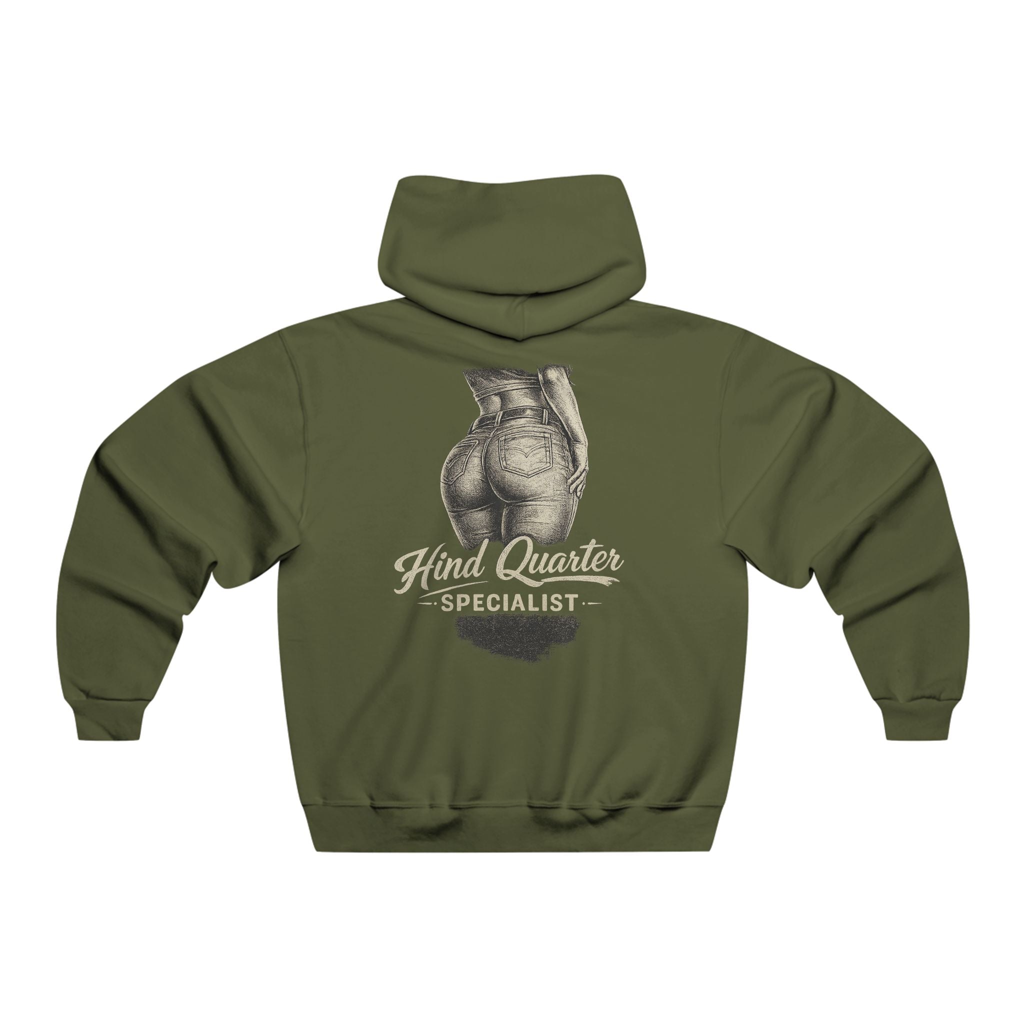 Butcher Shop Hoodie — "Hind Quarter Specialist" Graphic Meat Co. Hooded Sweatshirt