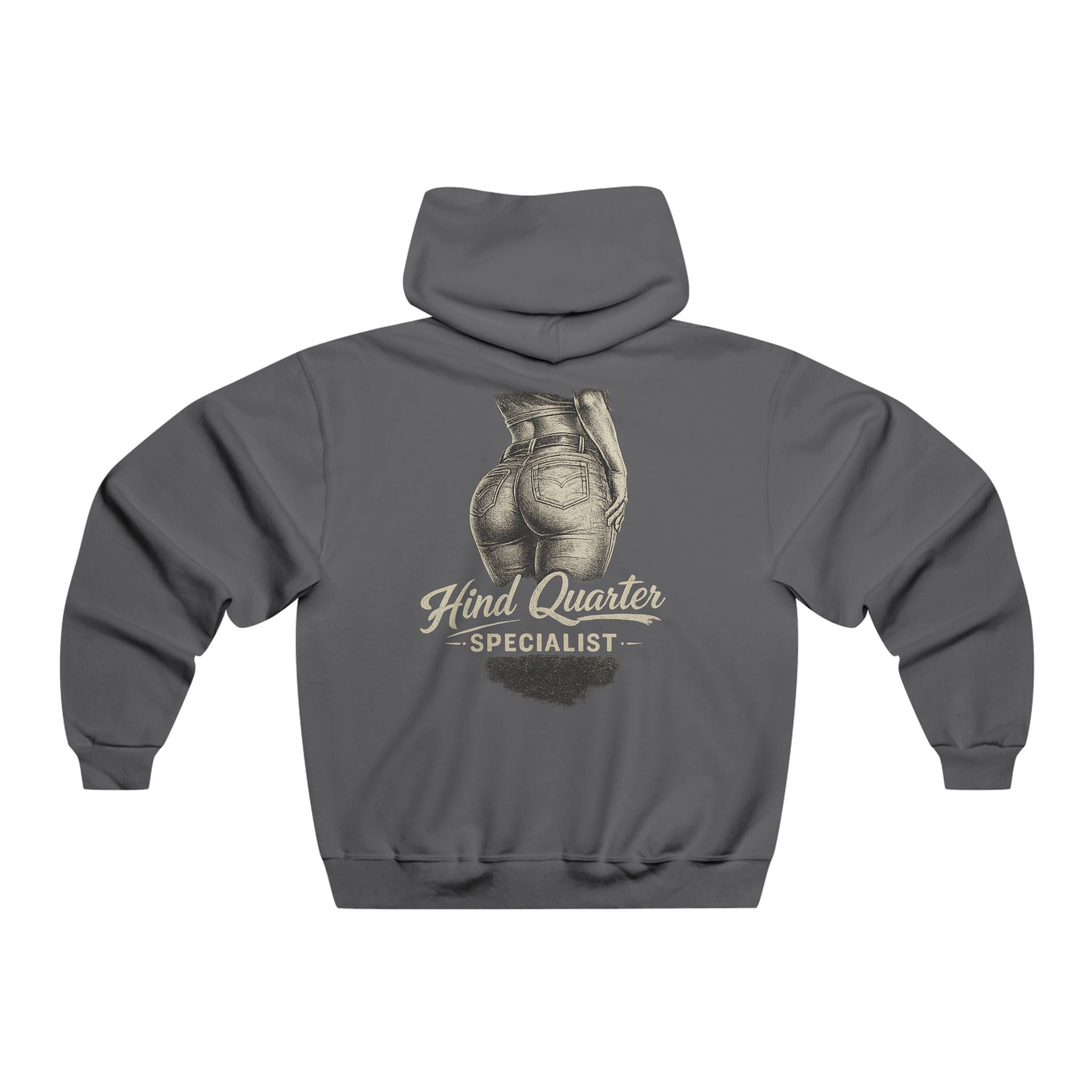 Butcher Shop Hoodie — "Hind Quarter Specialist" Graphic Meat Co. Hooded Sweatshirt