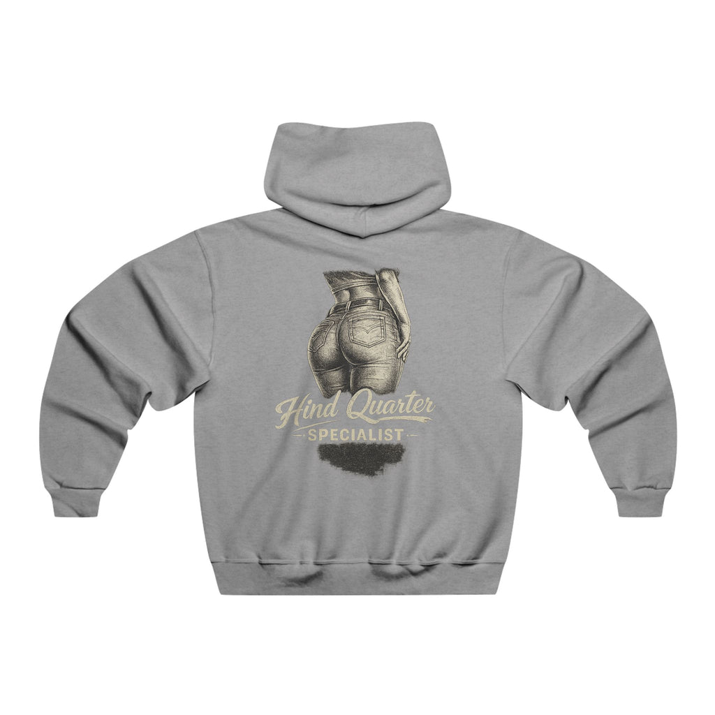 Butcher Shop Hoodie — "Hind Quarter Specialist" Graphic Meat Co. Hooded Sweatshirt