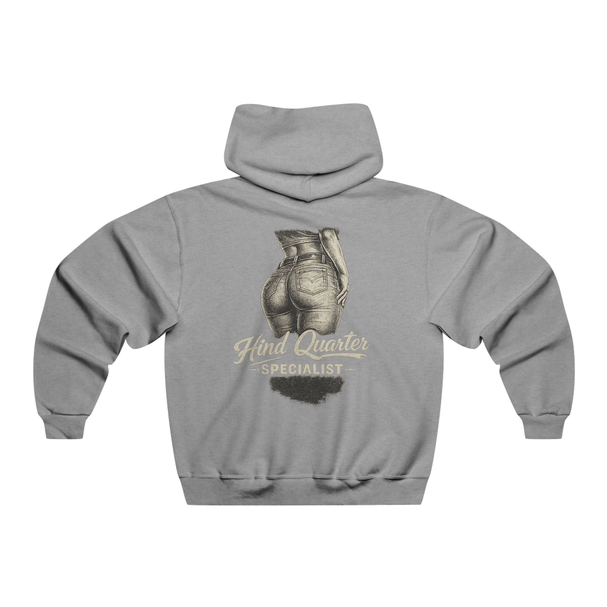 Butcher Shop Hoodie — "Hind Quarter Specialist" Graphic Meat Co. Hooded Sweatshirt